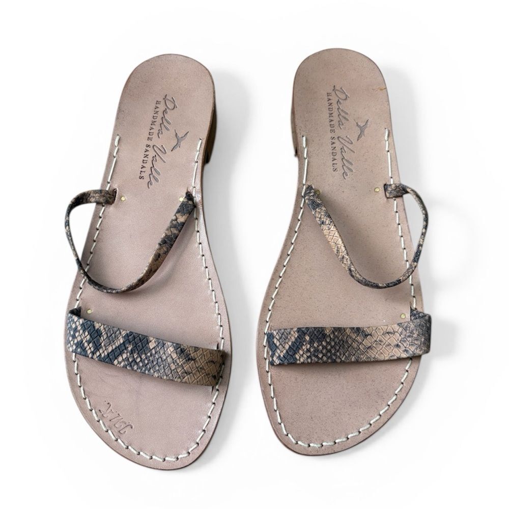Della Valle Handmade Snakeskin Leather Slip on Sandals Made in Italy Sz 40